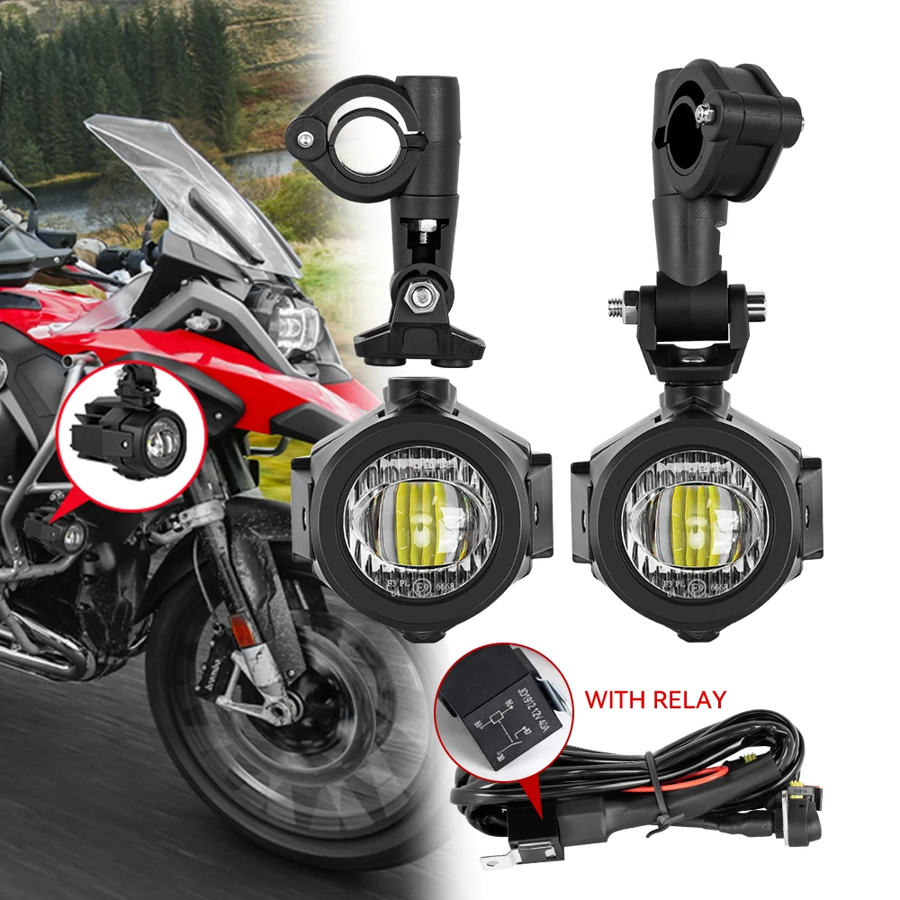 Motorcycle Front LED Auxiliary Fog Lights 40W DRL Driving Spot Lamps Replacement For BMW R1200GS LC 2014-2016