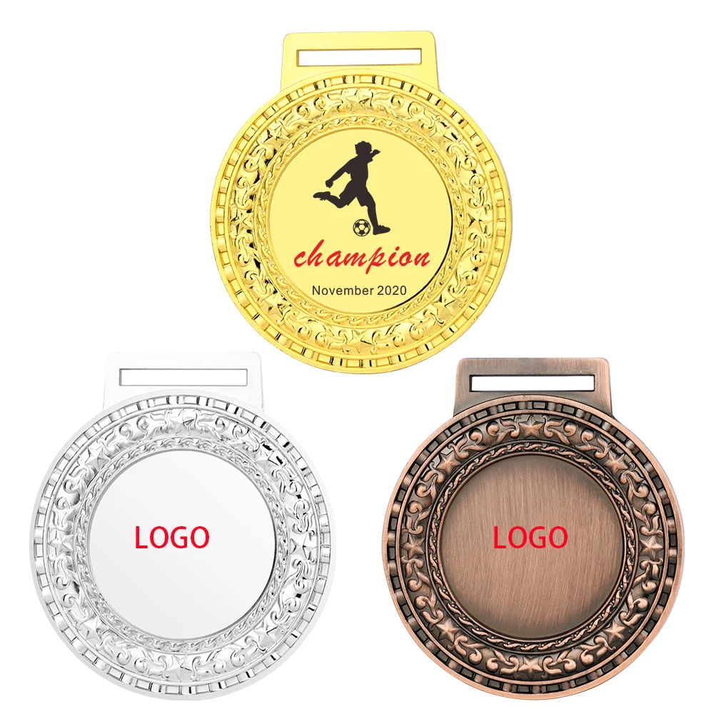 Manufacture Supplier Customized Sports Award Medals Blank Medal with Color Ribbon Winner Trophy Medal Prize Gift