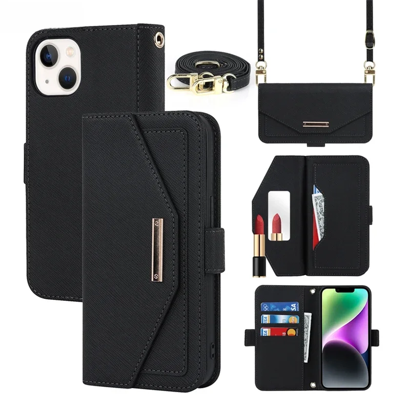 Cross Grain Leder Brieftasche Handy hülle für iPhone 15 14 13 12 11 Pro Max 15 14 7 8 plus 12 13
