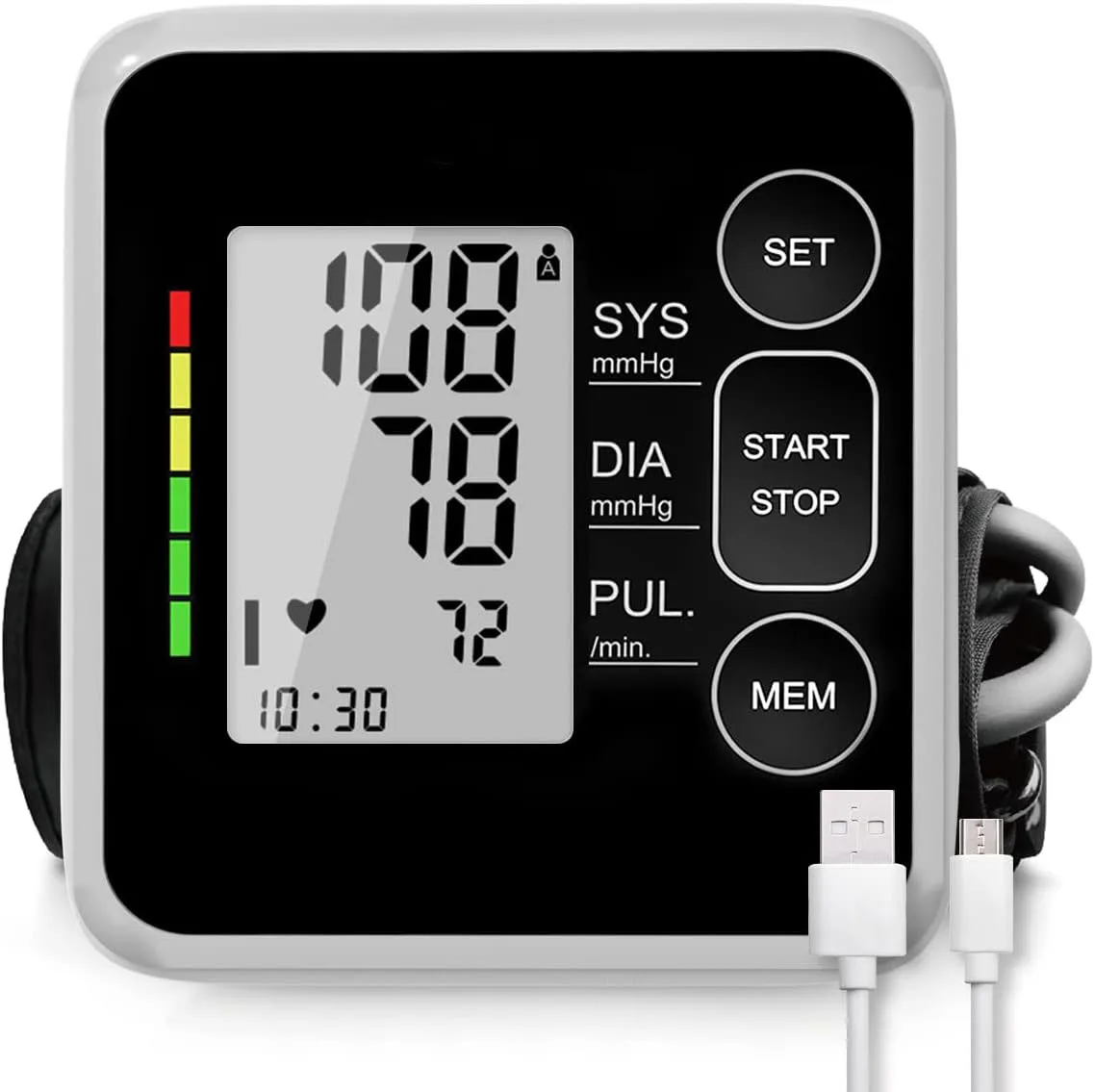 Tensiómetro de brazo | pantalla LCD tricolor, brazalete 22-42 cm 💓