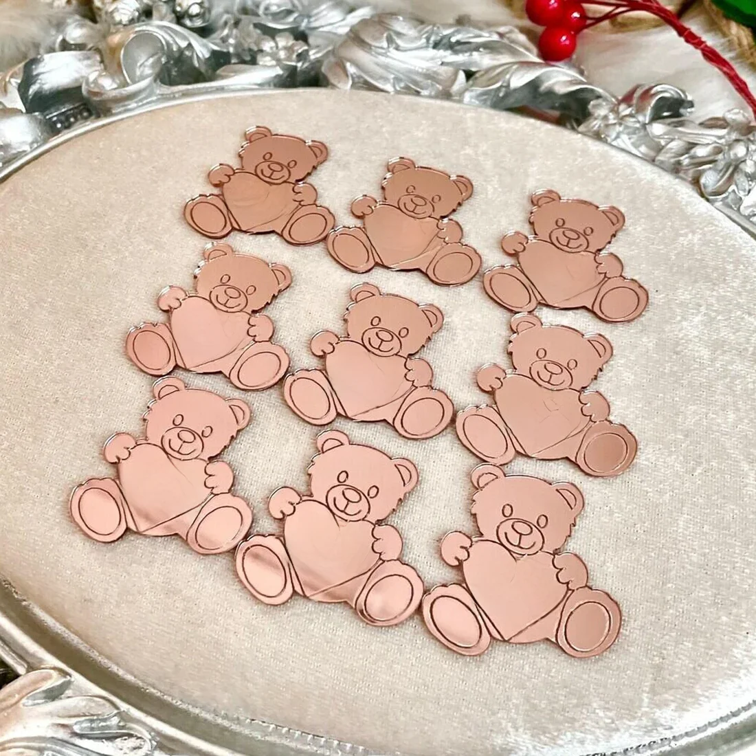 20 * spersonalizowane tagi miś niestandardowe grawerowane imię dziecka data Baby Shower księżniczka chrzciny przyjęcie urodzinowe tagi Decor prezenty — zdjęcie 2