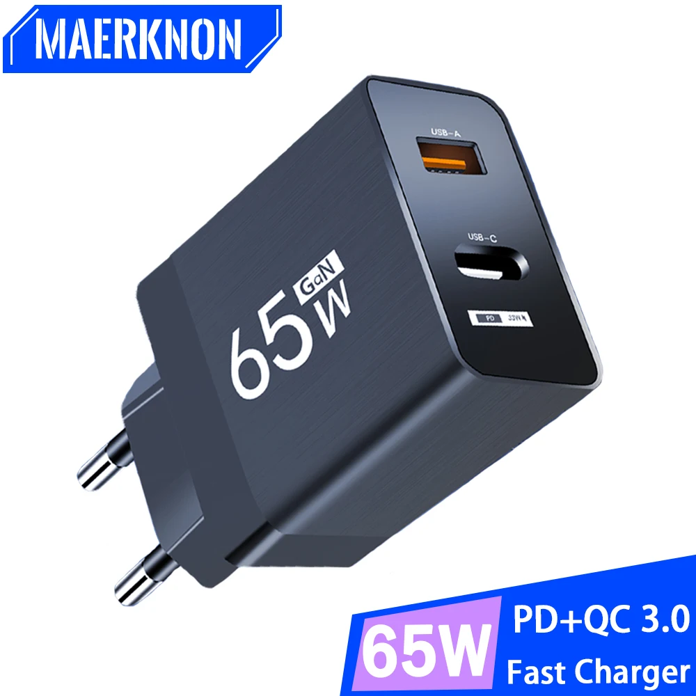 

65W GaN USB Charger Fast Charging Phone Power Adapter For iPhone 14 13 Xiaomi Samsung Huawei PD Type C Quick Charge Wall Charger