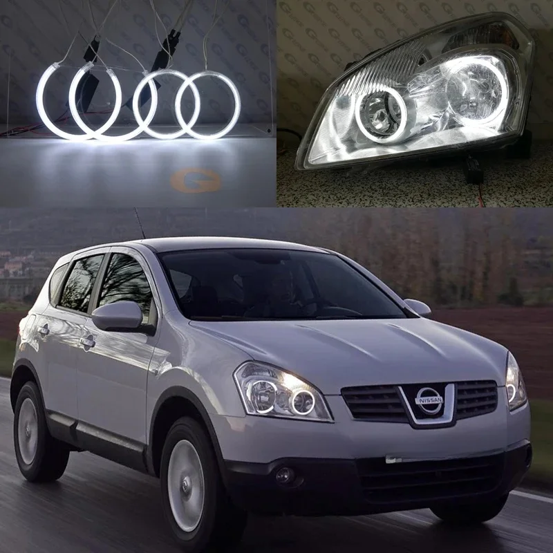 Dla Nissan Qashqai J10 2007 2008 2009 2010 Pre Facelift Doskonały Ultra Bright CCFL Angel Eyes Kit Halo Rings — zdjęcie 2