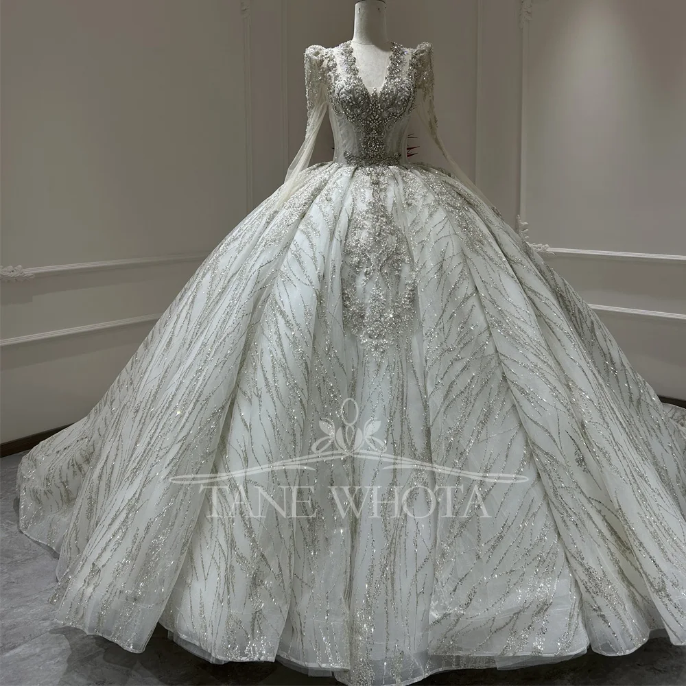 

Hochzeitskleid Зубчатое свадебное платье с длинными рукавами на шнуровке и замочной скважиной сзади, расшитое блестками, бисером и кристаллами, вышивкой, настраиваемое свадебное платье