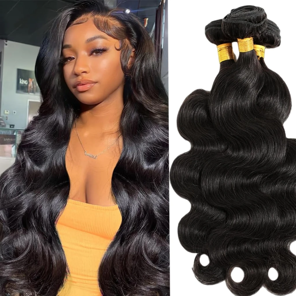 

Настоящие пучки человеческих волос, объемные волны, человеческие волосы 1, 3, пучки необработанных бразильских натуральных волос # 1B натуральный цвет для женщин