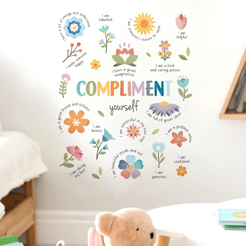 English Colorful Inspirational Quotes Watercolor Wall Sticker Child Baby Nursery Art Decal Kids Room Toilet Sticker Home Decor
