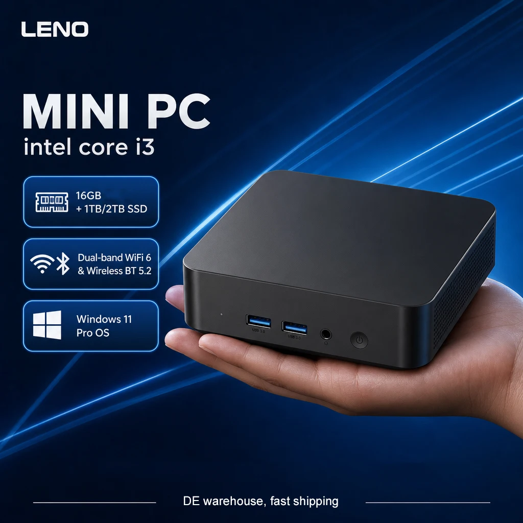 LENO Mini PC 16GB RAM 1/2TB SSD Intel I3-6006U Windows 11 Pro WiFi6 BT5.2 Computer Desktop Portatile per Gaming e Ufficio PC 4K HDMI