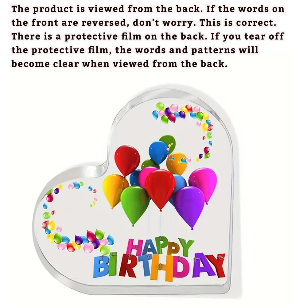 10cm Acrylic Love Heart Birthday Sign Desktop Decor & Gift - Durable, Ornaments for Parents, Friends, Colleagues