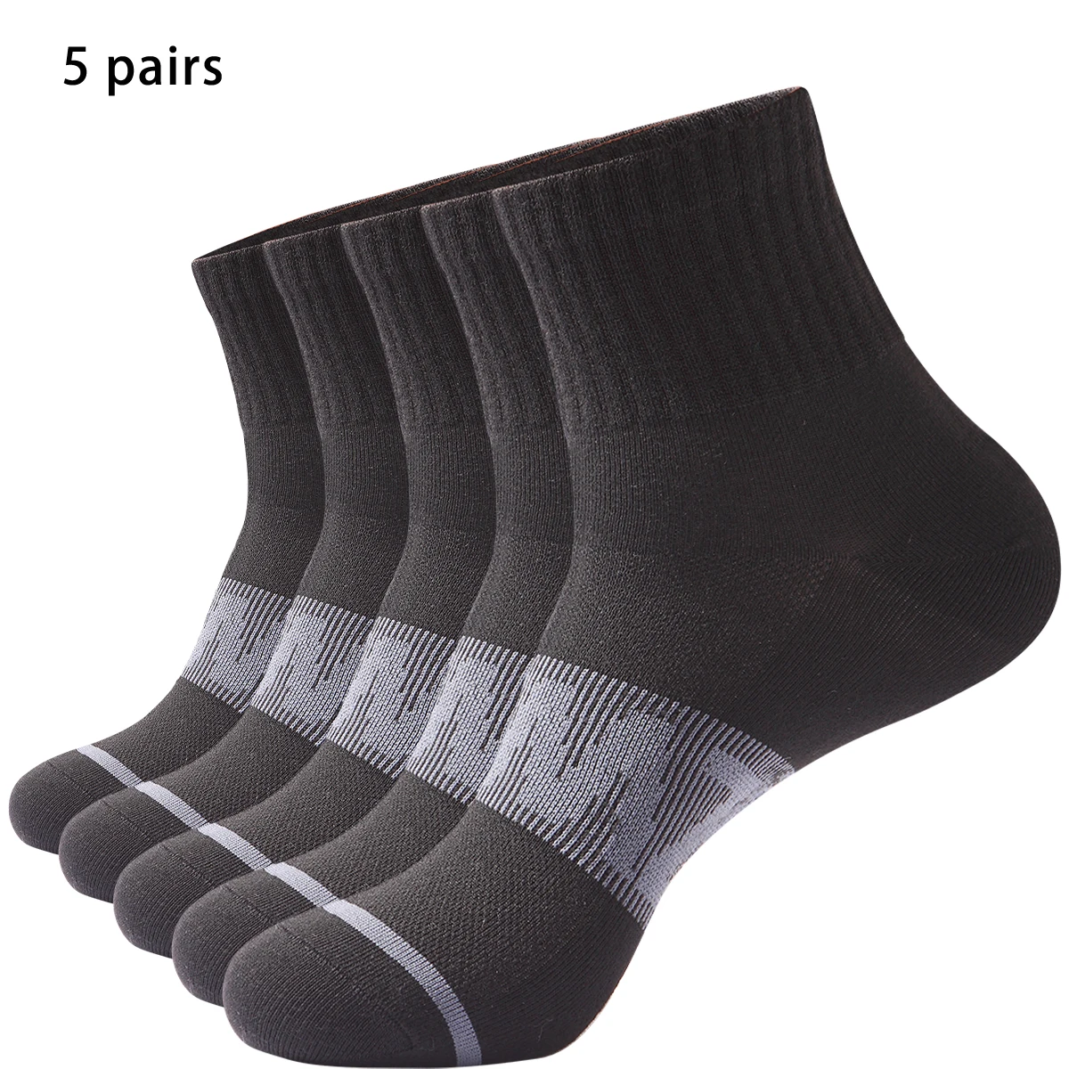 ถุงเท้าข้อสั้นแบบแห้งเร็วระบายอากาศได้ดี 5 คู่ – ถุงเท้ากีฬาโพลีเอสเตอร์น้ำหนักเบา ดูดซับความชื้น เหมาะสำหรับการวิ่ง