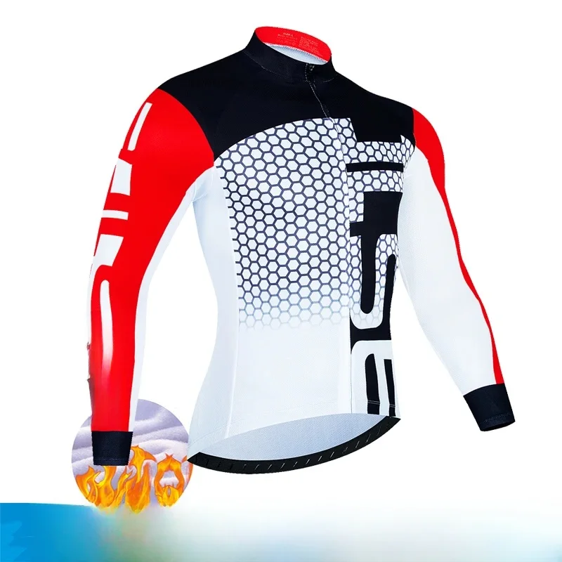 AliExpress NONE 2024 Men Winter Thermal Fleece Cycling Jersey Ciclismo MTB Bicycle Clothing Bike Shirt Cycling Equipement Outdoor Warm Jacket