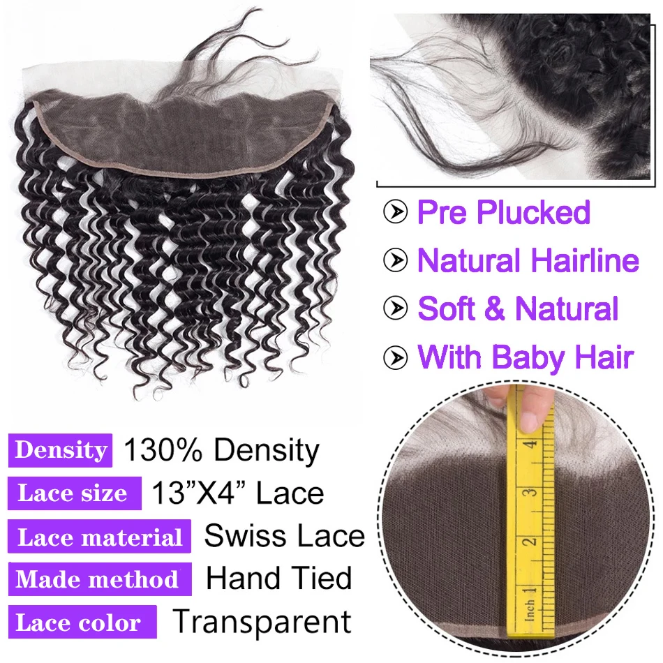 Krullend Menselijk Haar Bundels Met Frontale Braziliaanse Diepe Golfbundels Met Frontale Human Hair Weave Extensions 3 Bundels Remy Hair