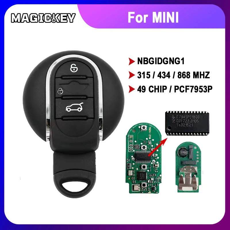 

1PCS 315/434/868MHz ID49 Chip Smart Car Key For 2014-2018 MINI Cooper Clubman F-series F55 F56 Keyless Go NBGIDGNG1