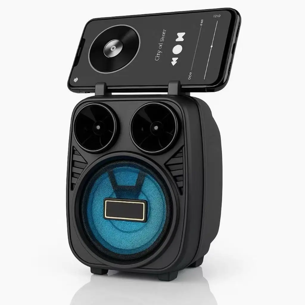 Caixinha caixa de Som Bluetooth com suporte de celular Potente Usb Pendrive Radio Fm c/ Bateria Recarregavel