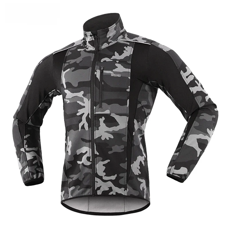 ARSUXEO Thermal Mtb Road kurtka rowerowa zimowa nocna odblaskowa ciepła odzież rowerowa wiatroszczelna wodoodporna męska kurtka koszulka rowerowa — zdjęcie 2