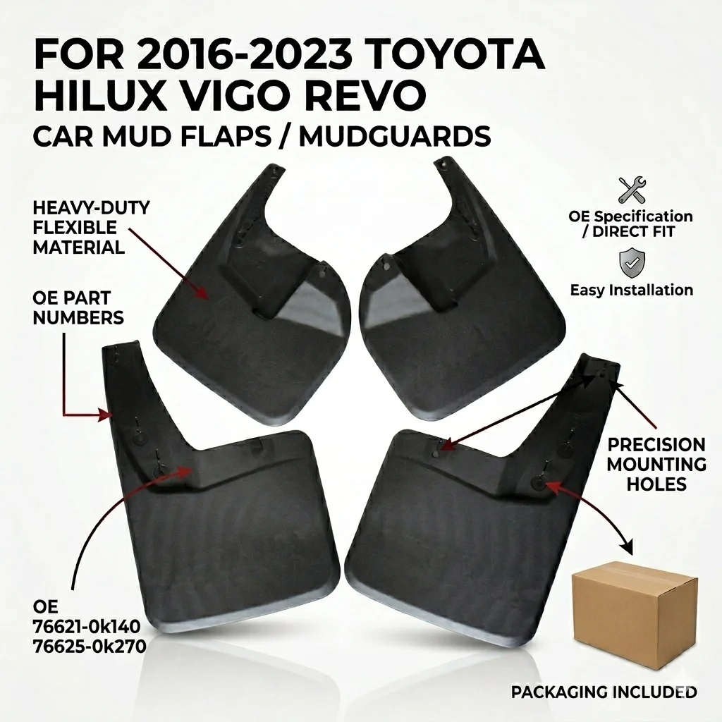 Guardabarros Paitime para Toyota Hilux Vigo Revo 4x4 2016-2023, Juego de 4 Guardabarros Delanteros y Traseros