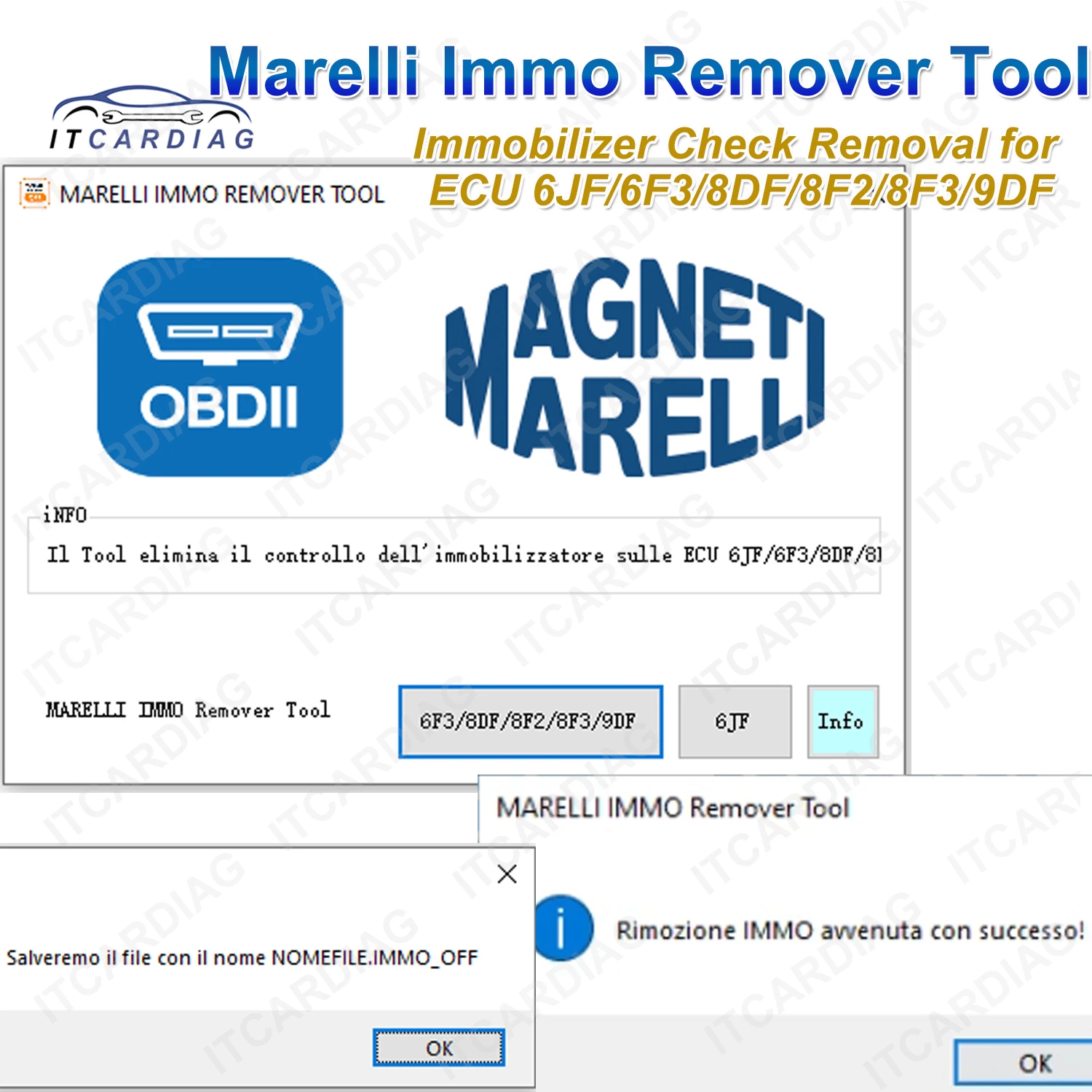 For Marelli Immo Remover Software - Immobilizer Check Removal for ECU 6JF/6F3/8DF/8F2/8F3/9DF Automotive ECU Modification Tool