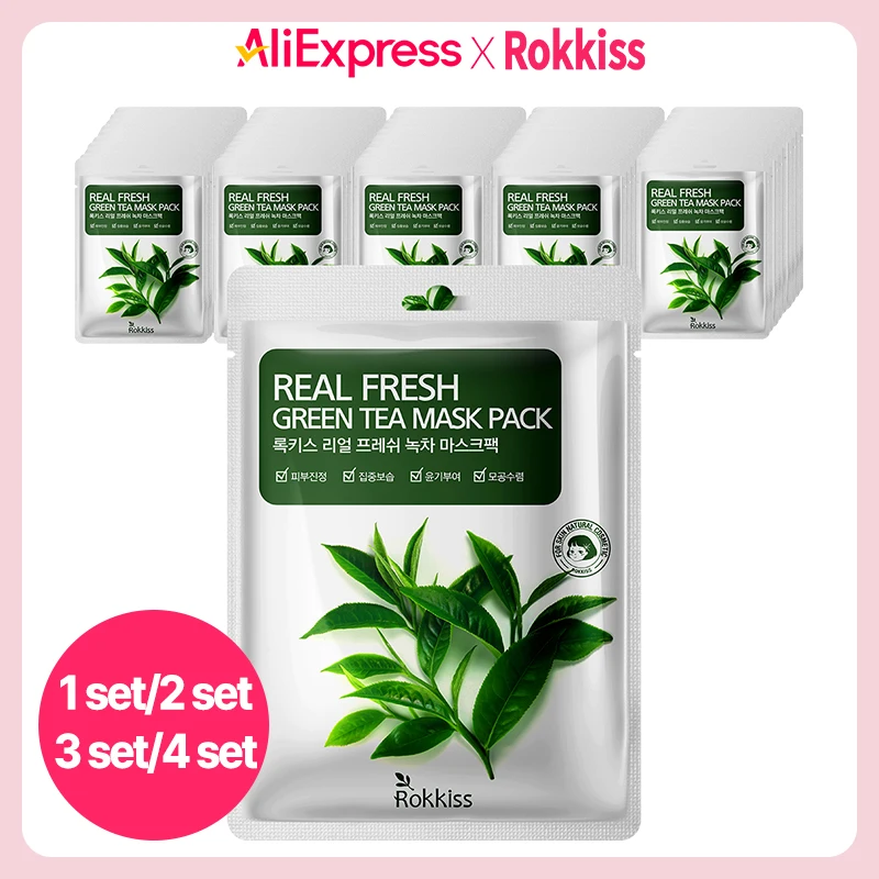 Rokkiss Real Fresh Green Tea Mask Pack 50pieces, 23g