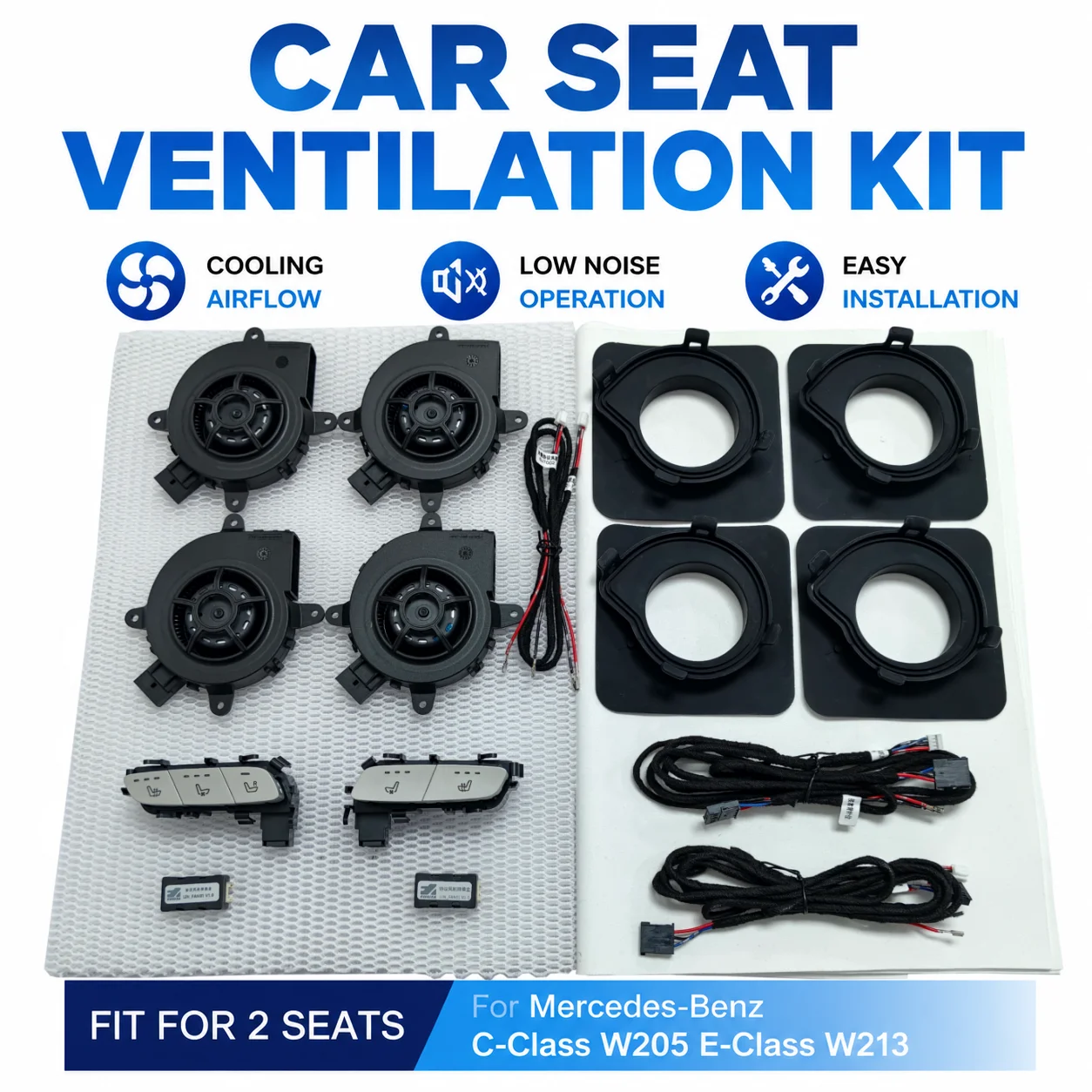 Seat Ventilation Retrofit Kit 12V Cooling Upgrade For Mercedes-Benz C-Class W205 E-Class W213 GLC X253 Car Seat Ventilation