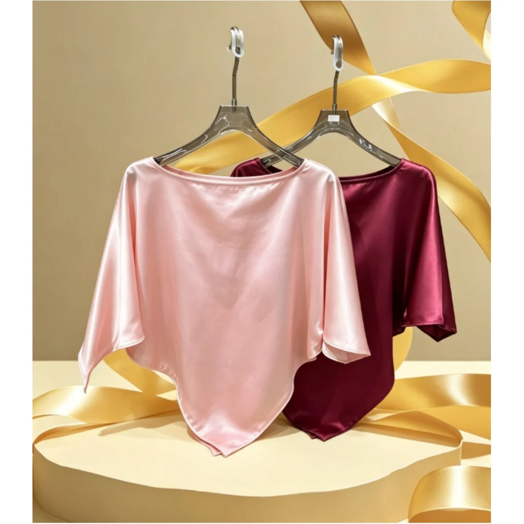 

Новый летний стильный женский модный топ-шаль из атласа с принтом