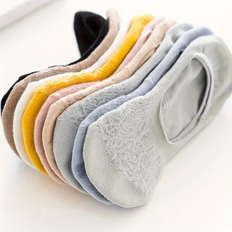 10 Pairs of Mixed Color Lace Socks, Sweat Absorbing, Breathable and Lightweight, Suitable for Students' Daily Wear