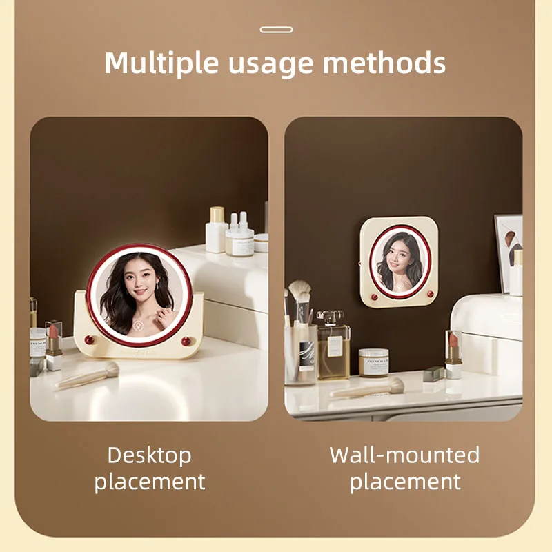

Wall-mounted LED makeup mirror with light desktop bedroom dressing table high-end smart fill light dressing mirror