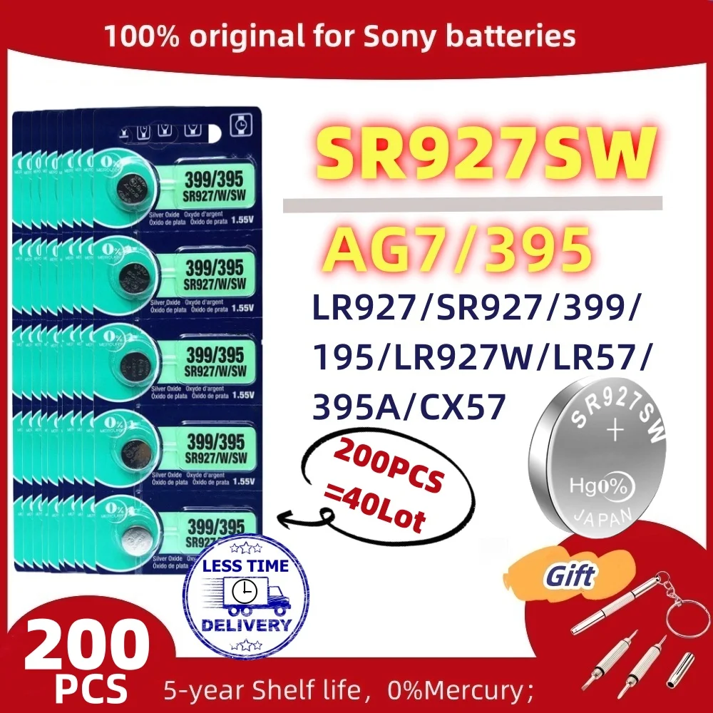 

200 шт. оригинальные литиевые батареи для Sony SR927SW AG7 395 395A L926F SR927SW, Кнопочная батарея для часов, калькулятора, игрушек