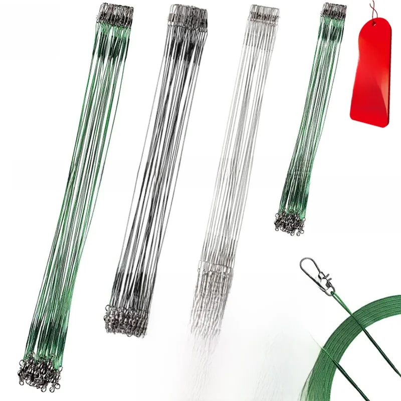 100/50/30/10 pièces Anti-morsure ligne de pêche en acier fil d'acier Leader avec accessoire de pêche pivotant outils laisse à noyau de plomb fil de pêche
