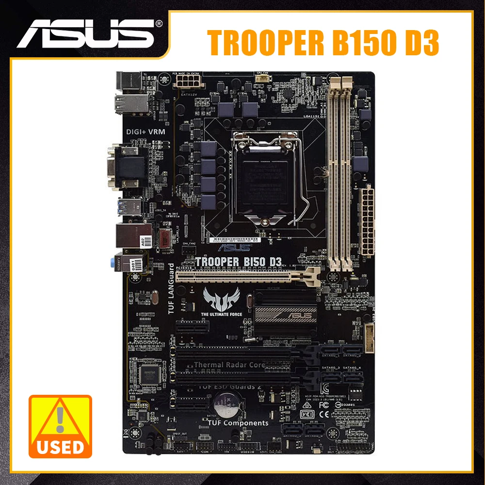 

LGA 1151 Motherboard ASUS TROOPER B150 D3 Motherboard DDR3 32GB RAM Support Core i7 6700 i5 6500 Cpus Intel B150 PCI-E X16USB3.0