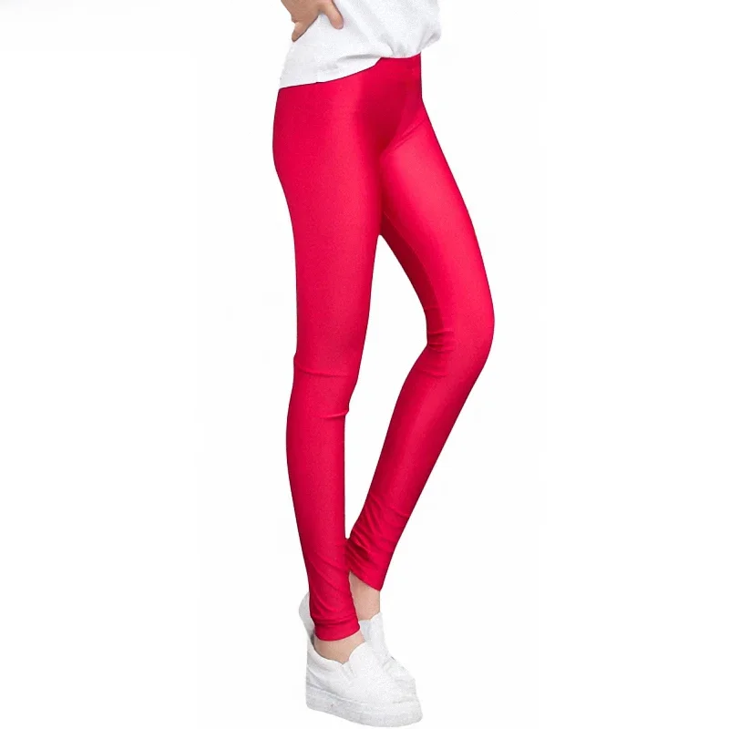 BIVIGAOS lato elastan lodowy jedwab legginsy cienkie Slim Skinny leginsy błyszczący Legging Fitness Multicolor spodnie rozciągliwe kobiet — zdjęcie 2