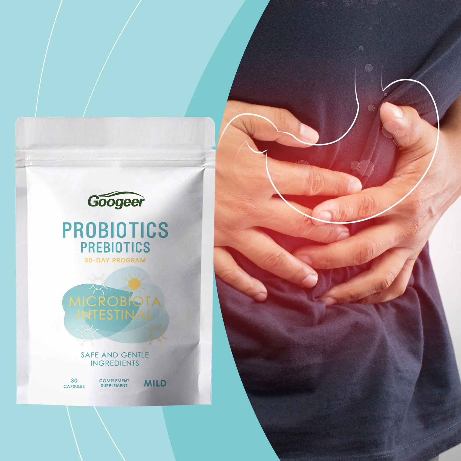 

Googeer 30pcs Probiotic Capsules Gut Flora Care Promote Digestive Health Relieve Bloating Gas Probiotics Supplement Capsules