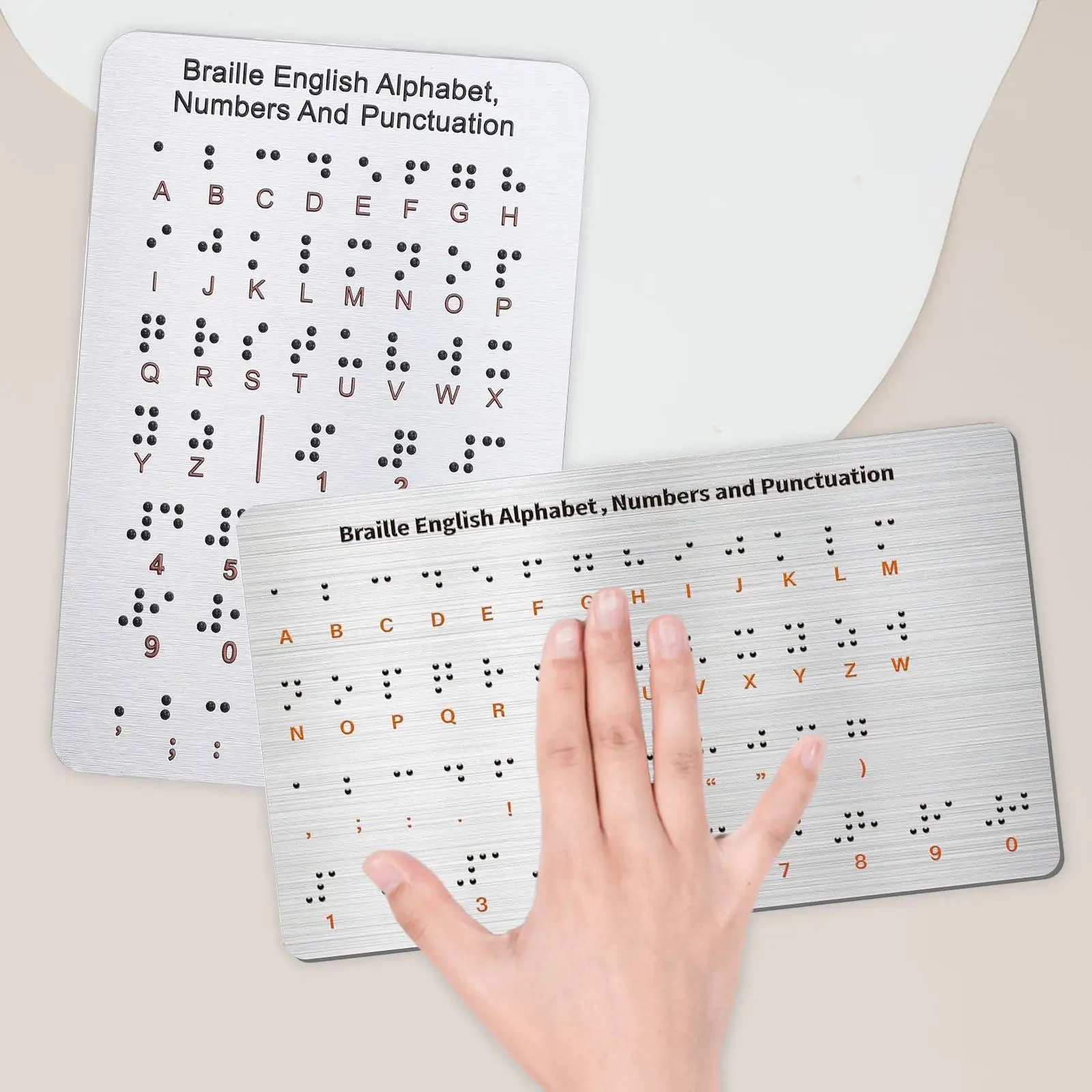 Tablica Braille'a z wypukłymi znakami, lekka, przenośna, z cyframi, narzędzie edukacyjne, tablica Braille'a dla niepełnosprawnych uczniów i dorosłych.