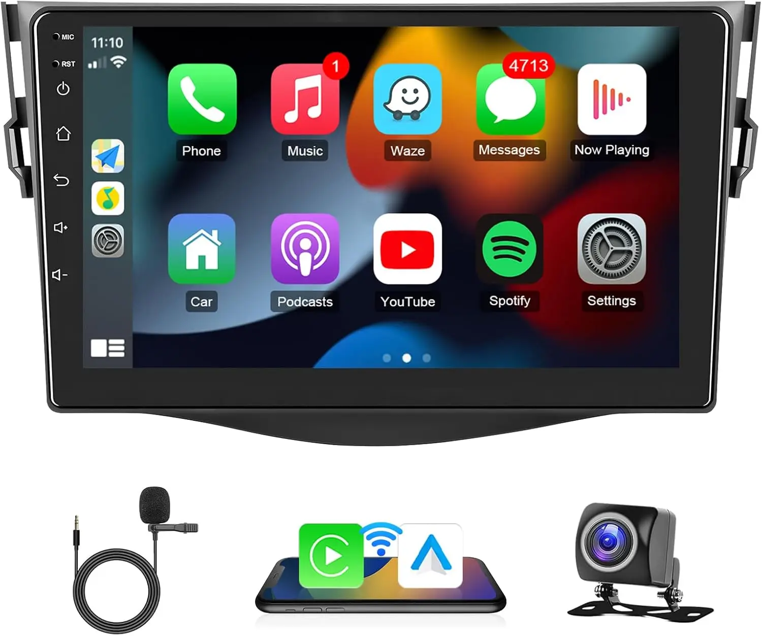 

9'' Screen Head Unit, Support Carplay/Android Auto/Bluetooth/GPS/Backup Camera, 2G+32G (for Toyota RAV4 2006-2012, 2+32G)NOT JBL