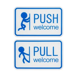 FuWell Acrylic Push-pull Logo Doorplate Glass Door Left And Right Mobile Door Hotel Sign