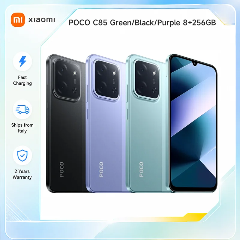 Teléfono Inteligente Xiaomi POCO C85, 8GB+256GB, Pantalla Dot Drop de 6.9 Pulgadas, Procesador MediaTek Helio G81-Ultra, Batería Grande de 6000mAh, Carga Rápida de 33W, Nuevo