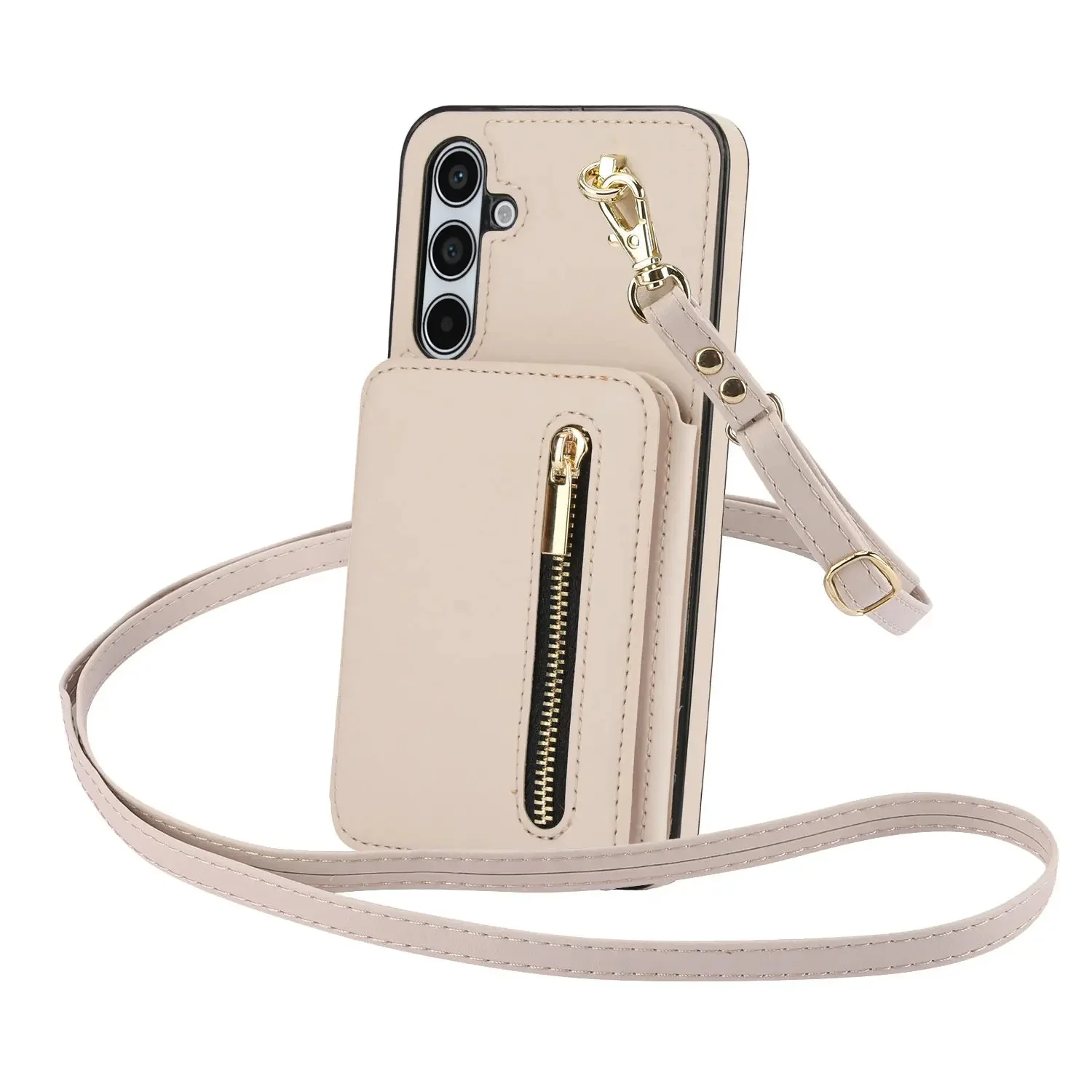 Portfel na zamek błyskawiczny do Samsung Galaxy A15/A14/A13/A55/A54/A53/A52/A51/A73/A72/A71 Etui na ramię z paskiem na kartę kredytową — zdjęcie produktu 7