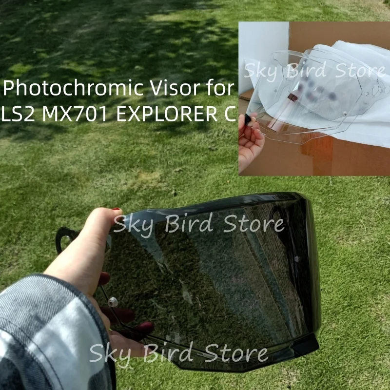 Lente fotocromica per LS2 MX701 EXPLORER C Visiera Scudo in vetro Parabrezza Casco da moto Visiera di ricambio Scudo Protezione UV