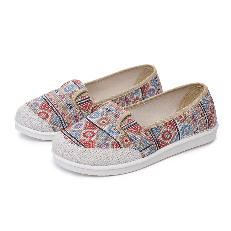 Women's summer casual embroidered fisherman flat loafers