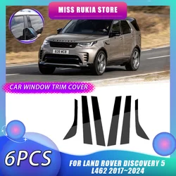Car Window Trim Cover for Land Rover Discovery 5 L462 2017~2024 Carbon Fiber Chrome Door Pillar Posts Sticker Decal Accessories