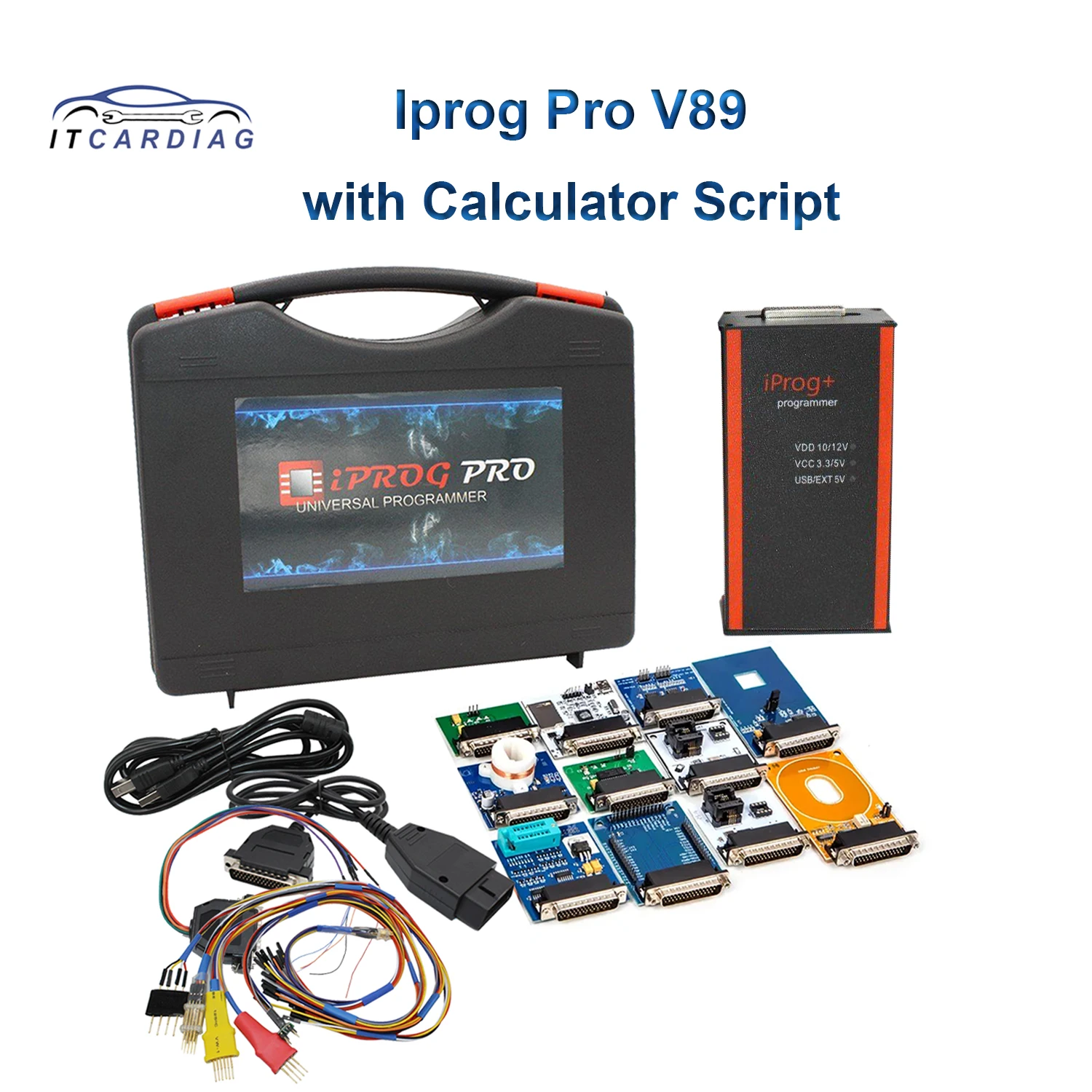 2023 Newest IPROG Pro V89 Full Adapter ECU Key Programmer IPROG+ Tool for Airbag Reset Dashboard Eeprom IMMO Car Radio iprog v89