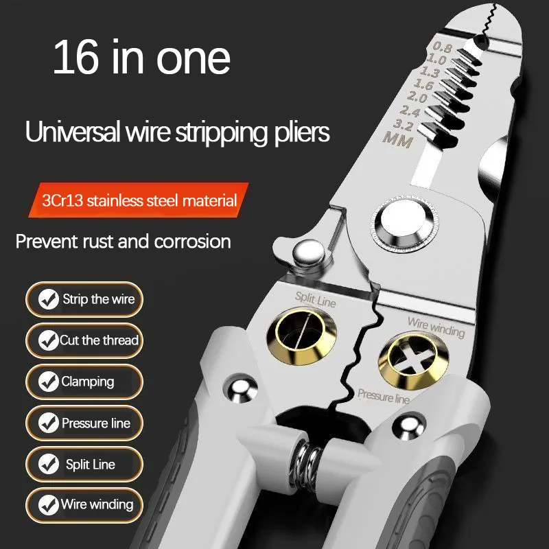Electrician Specific Wire Stripping Pliers Multifunctional Electricians Maintenance Anti-Slip Stripper Cable Crimper Pliers Tool