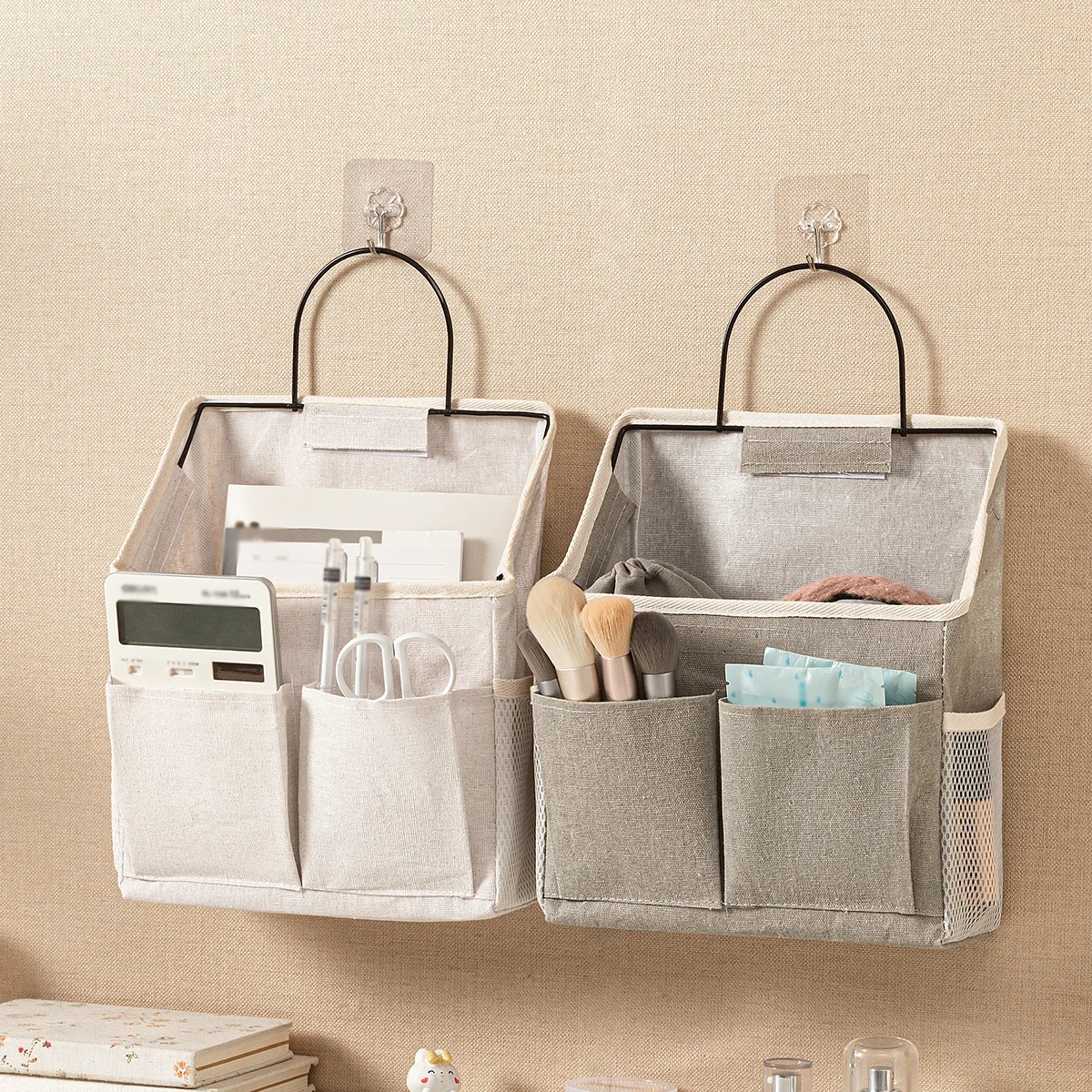 1pc Hanging multi-layer storage bag, fabric placement rack behind the door, wall mounted storage, bedside hanging bag