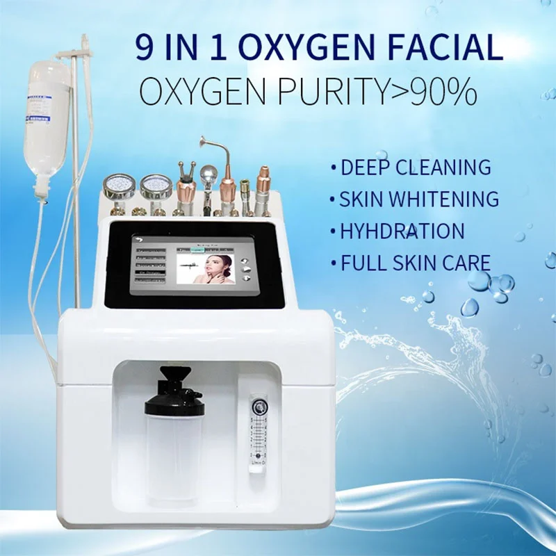 

Top Selling 9 in 1 Multifunction Alice Water Bubble Jet peel Oxygen Spray Facial Therapy Ultrasonic Aqua Machine For Skin Care