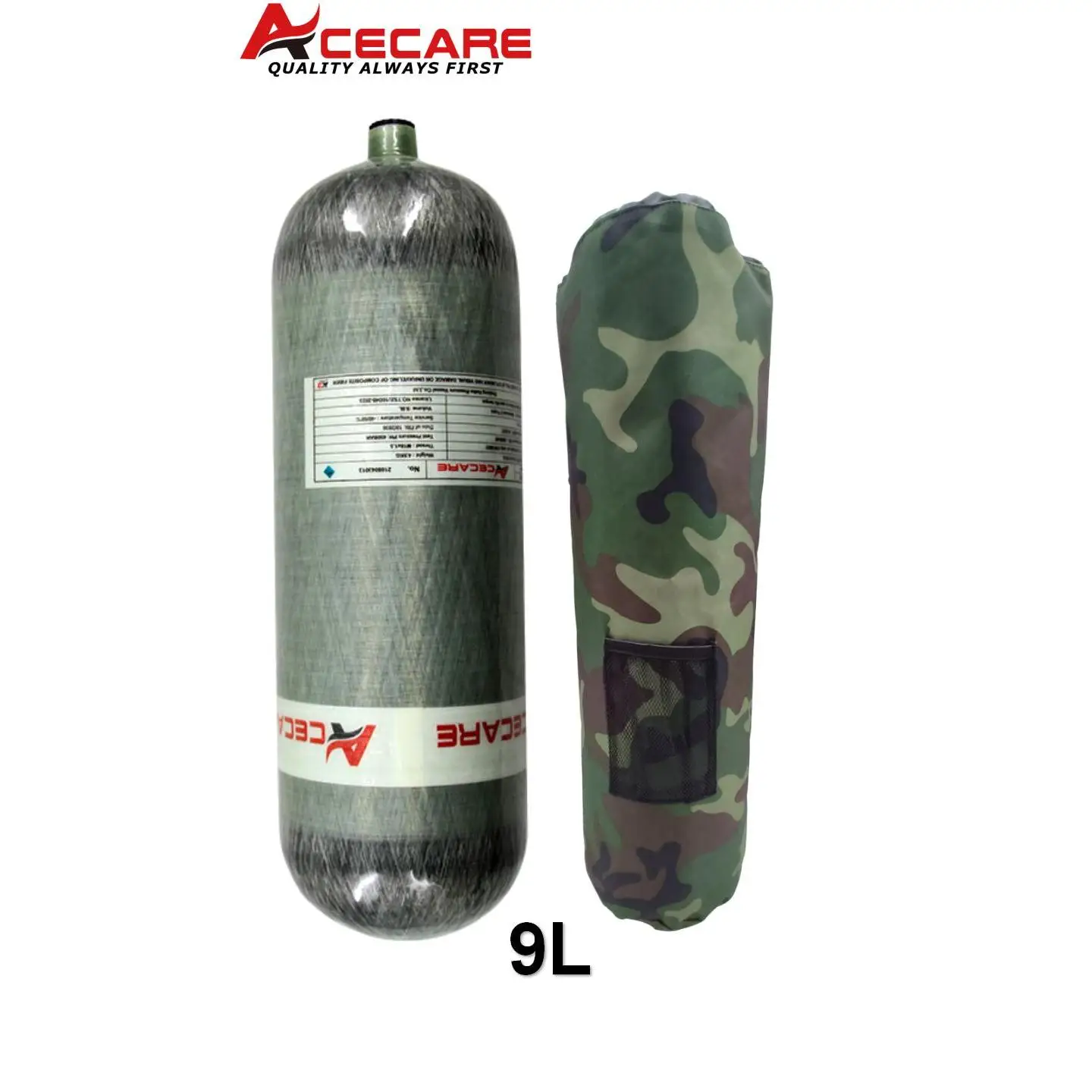 ACECARE 30Mpa 300Bar 4500Psi 9L HPA Carbon Fiber Cylinder with Backpack Bag Protective Case For Scuba Diving M18*1.5