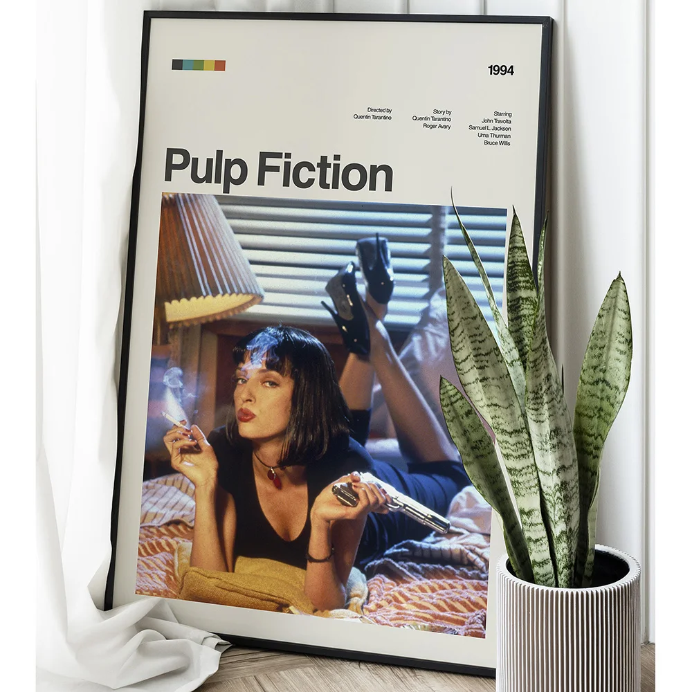 Pulp Fiction Movie Poster Print Famous Classic Portrait Canvas Painting Vintage Wall Art Picture For Living Room Home Decoration