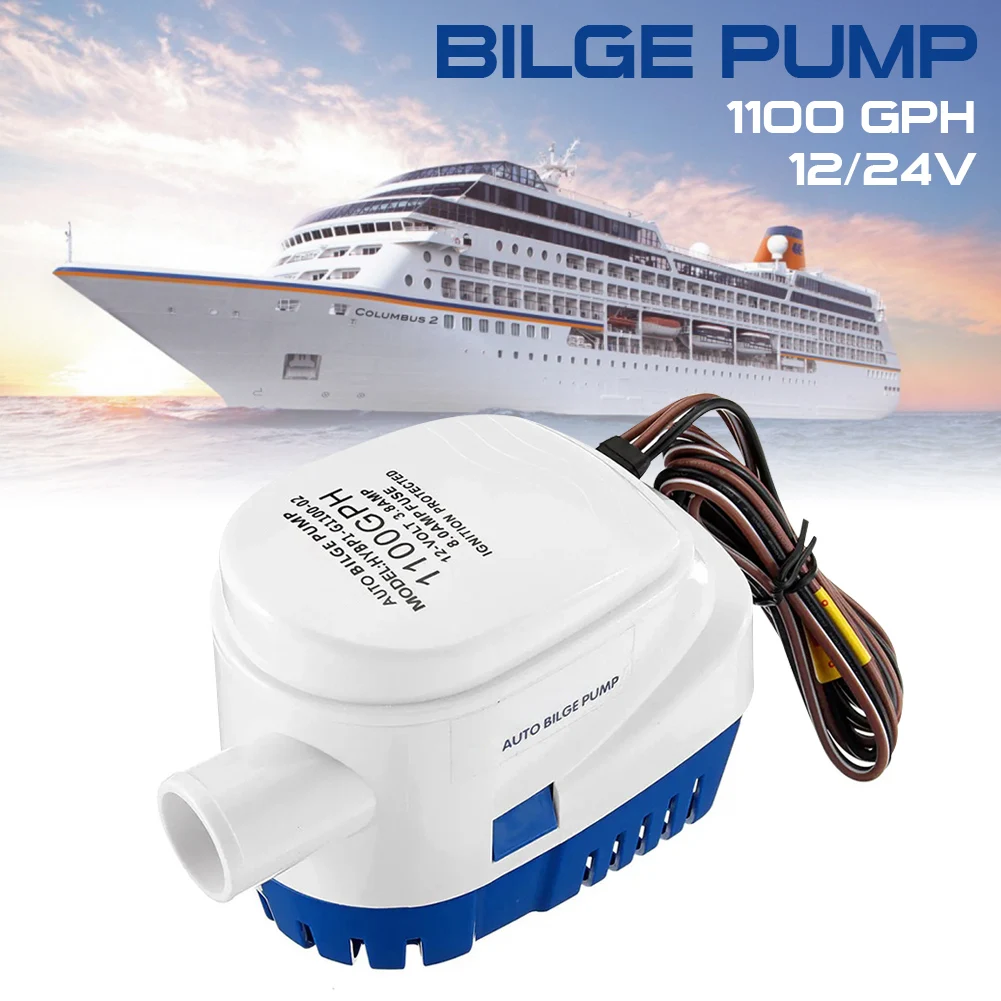 Bilge Pump 1100GPH/750GPH Automatic Submersible Boat Bilge Water Pump 12/24V Electric Water Pump with Switch Low Noise