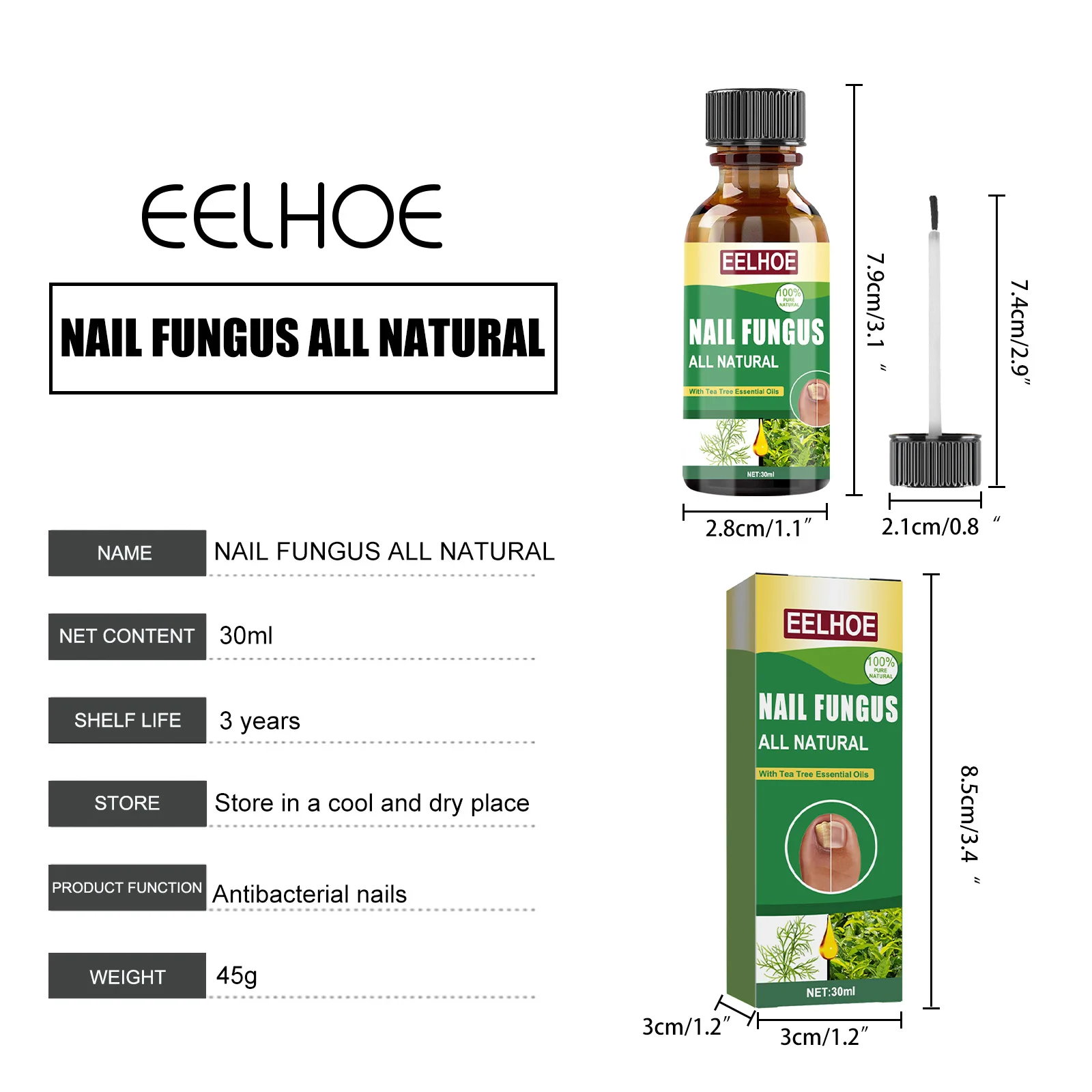 EELHOE شجرة الشاي مسمار إصلاح السائل المغذي اليد القدم مسمار تعزيز الإغاثة الانزعاج مسمار Funus علاج زيت العناية بالأظافر