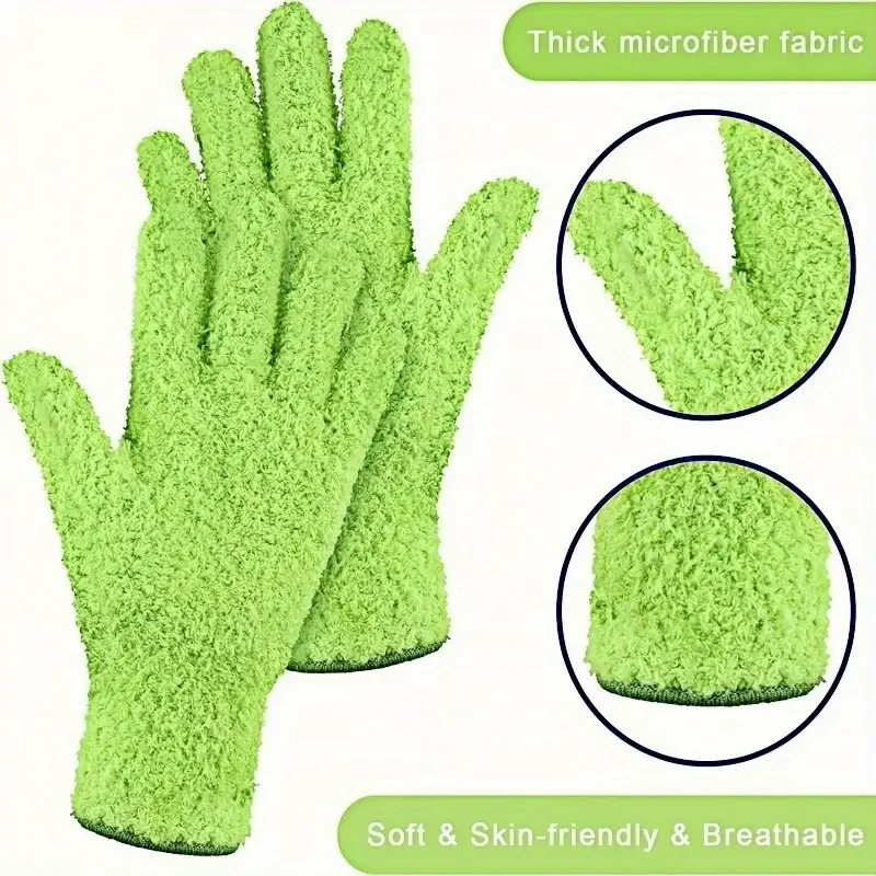 1 pair of ultra-fine fiber dust removal gloves - suitable for soft cleaning of indoor plants, blinds, and furniture surfaces