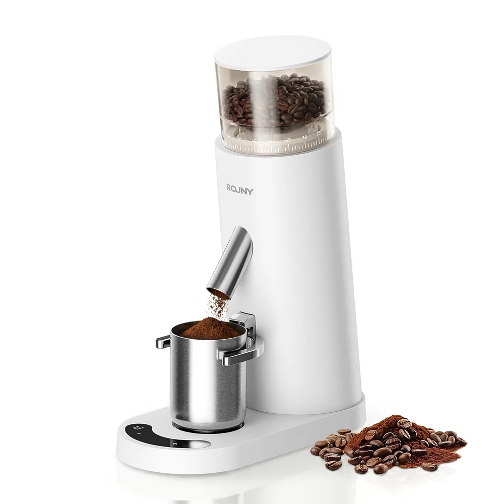 ROUNY Elektrische Kaffeemühle mit LED-Touch-Steuerung, 60 Mahlgradeinstellungen, Wiederaufladbar über USB-C