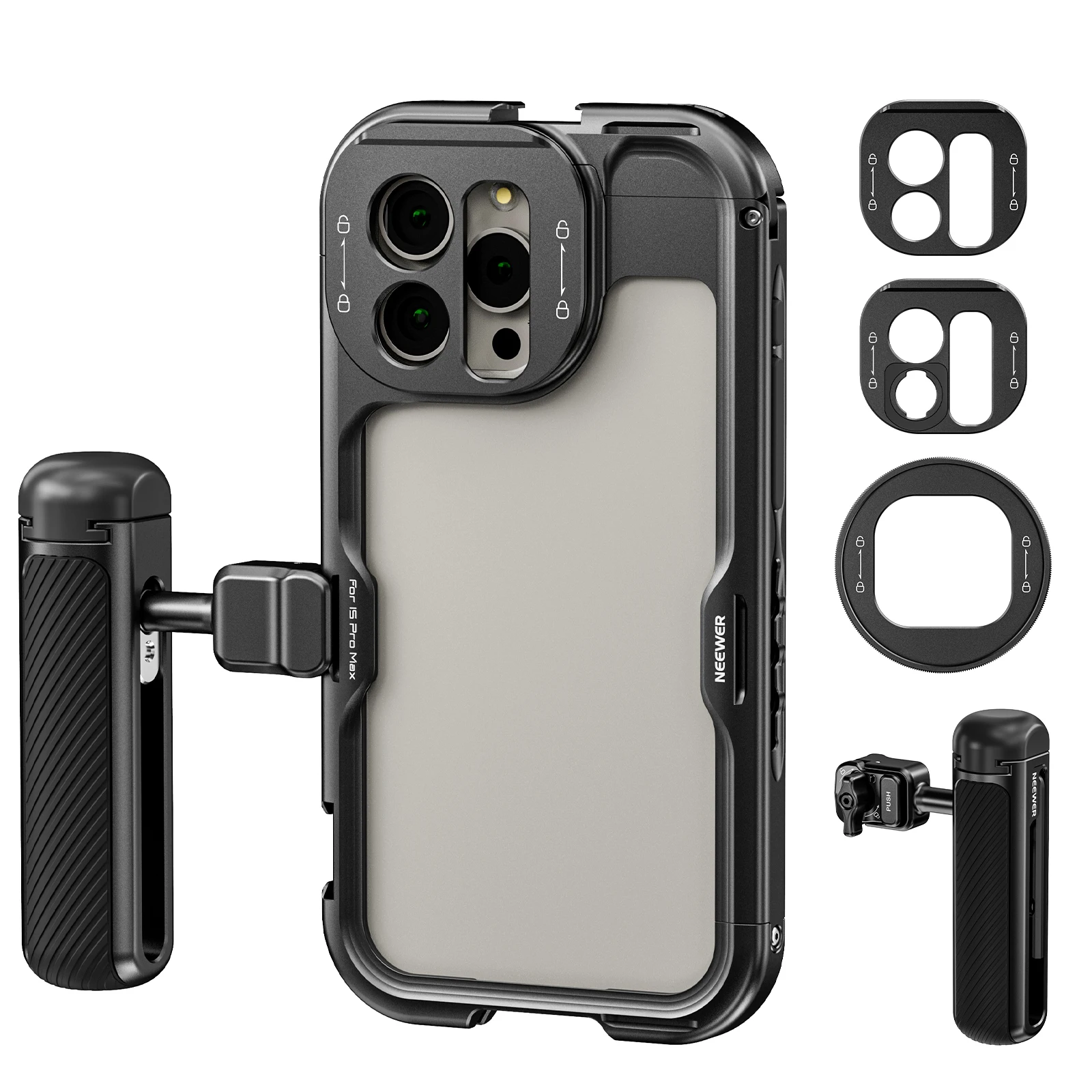 NEEWER  2nd Gen Phone Cage Video Rig Phone Stabilizer with Quick Release Side Handle Compatible with Iphone 15 Pro/15 ProMax