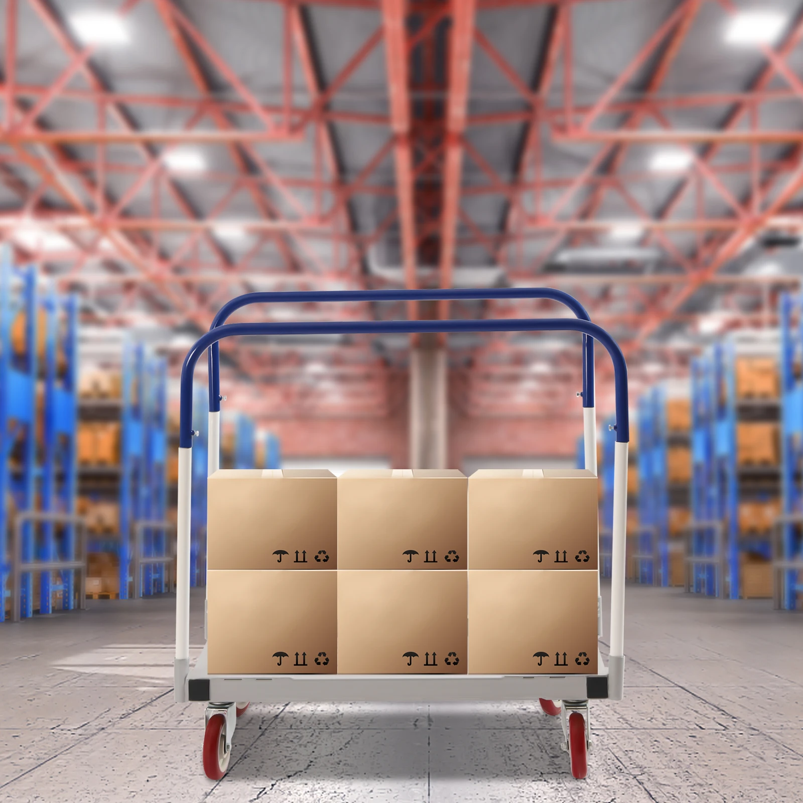 

1500 LB Panel CART Dolly Blue with Steel Frame, 5 inch Casters, Panel Bars, 1* Iron Panel 2* Handle Bars 4* Support Brackets